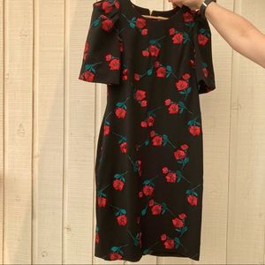 Calvin Klein Black & Red Embroidered Shift Dress